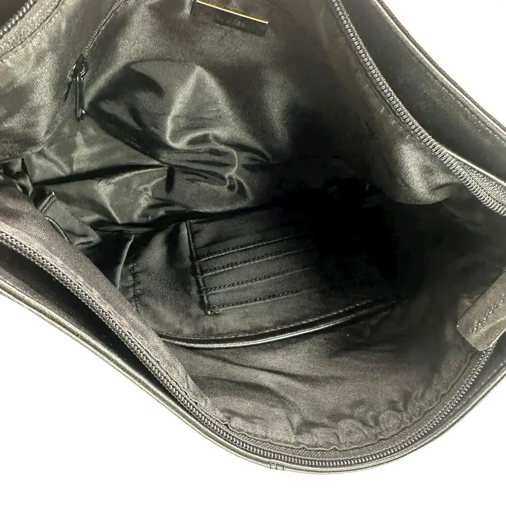 Giani Bernini Black Leather Shoulder Bag Gold Hardware Classic Hobo Purse